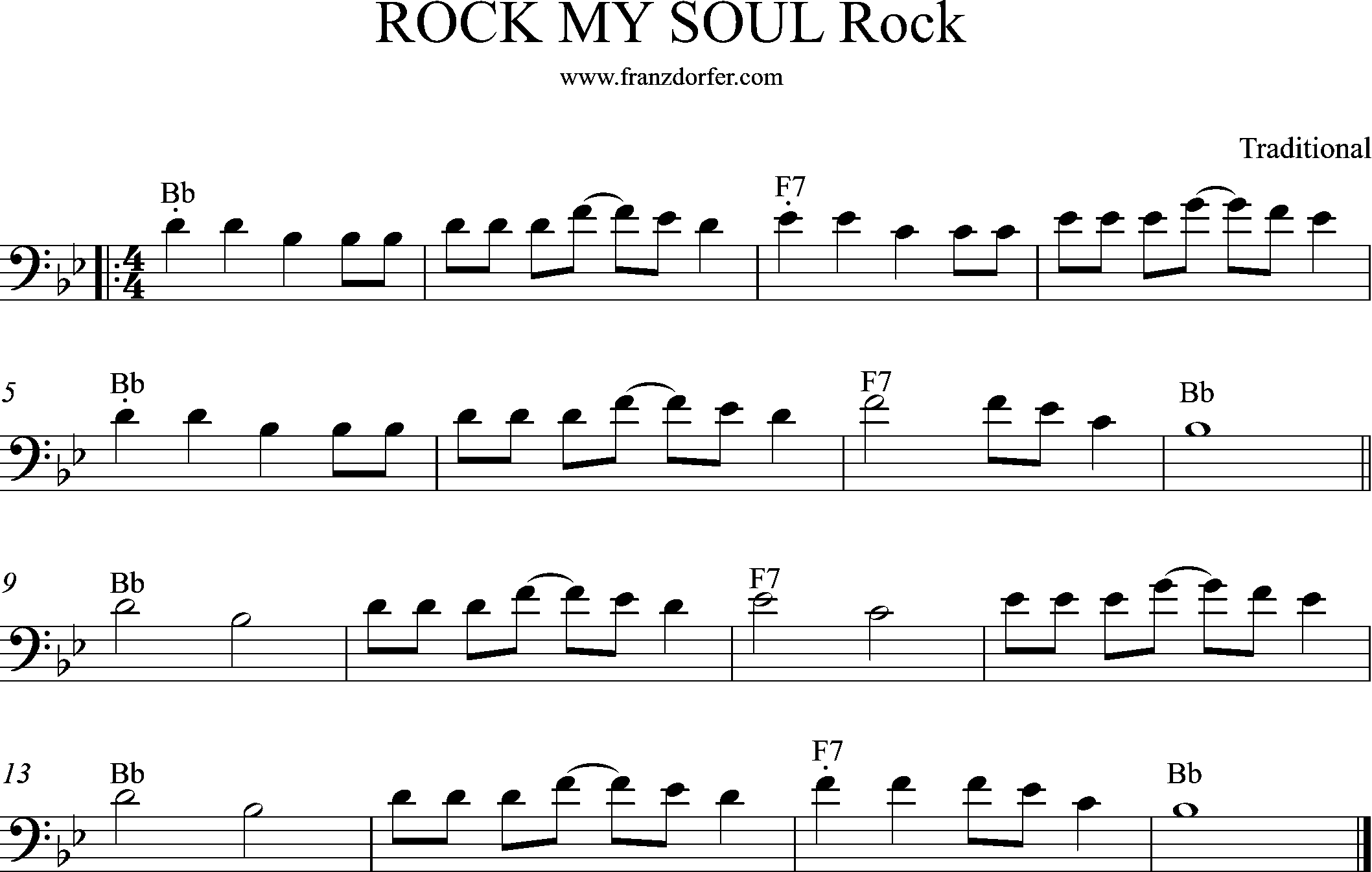 Bassschlüssel, Bb-Dur, Rocj my Soul
